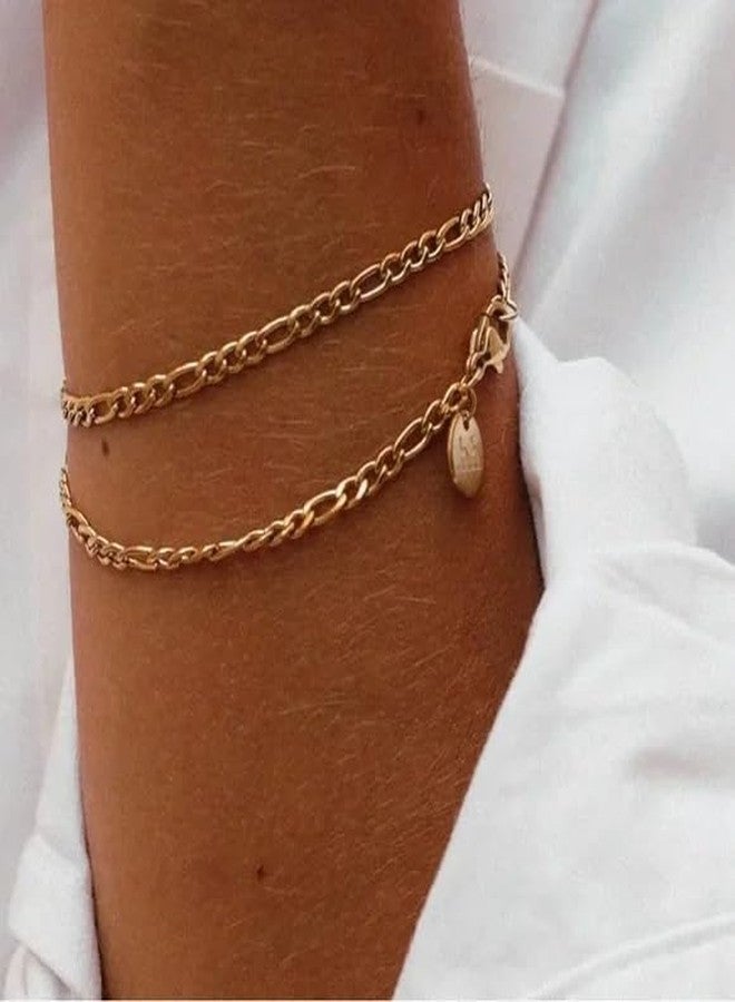 Hey Harper Dainty Gold Bracelet for Women Thin Gili Bracelet - Adjustable, 14k Gold Plated Paperclip Bracelet, Cuban Link, Non Tarnish Stainless Steel Womens Jewelry, Gift for Women (Gold, Medium) - Image 2
